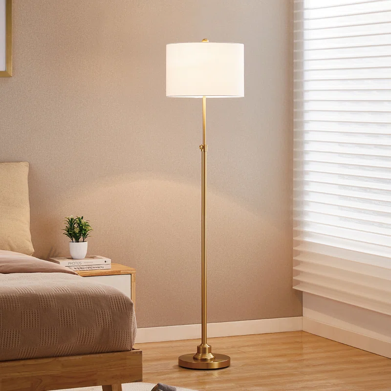 Carmeline 63.5" Traditional Adjustable Floor Lamp with Drum Lampshade - Image 2